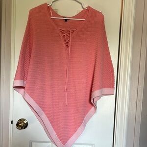Talbots Pink Poncho Shrug with Lace-Up V-Neck